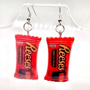 Reeses Candy Earrings - Chocolate Earrings - Food Earrings - Peanut Butter Cups